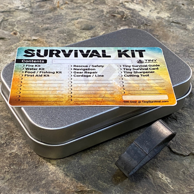 Tiny Survival Tin Kit: Rectangle - SMALL (7.4 c.i.) – Ultimate Survival Tips